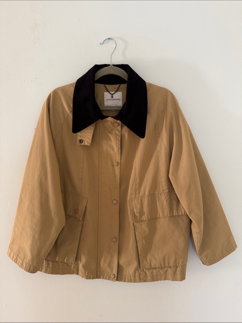 Barn Utility Jacket Corduroy Collar Plaid Lining-   L